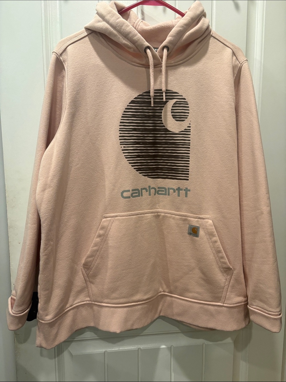 Carhartt Women's Light Pink (dusty rose)Logo Pullover Hoodie 2xl